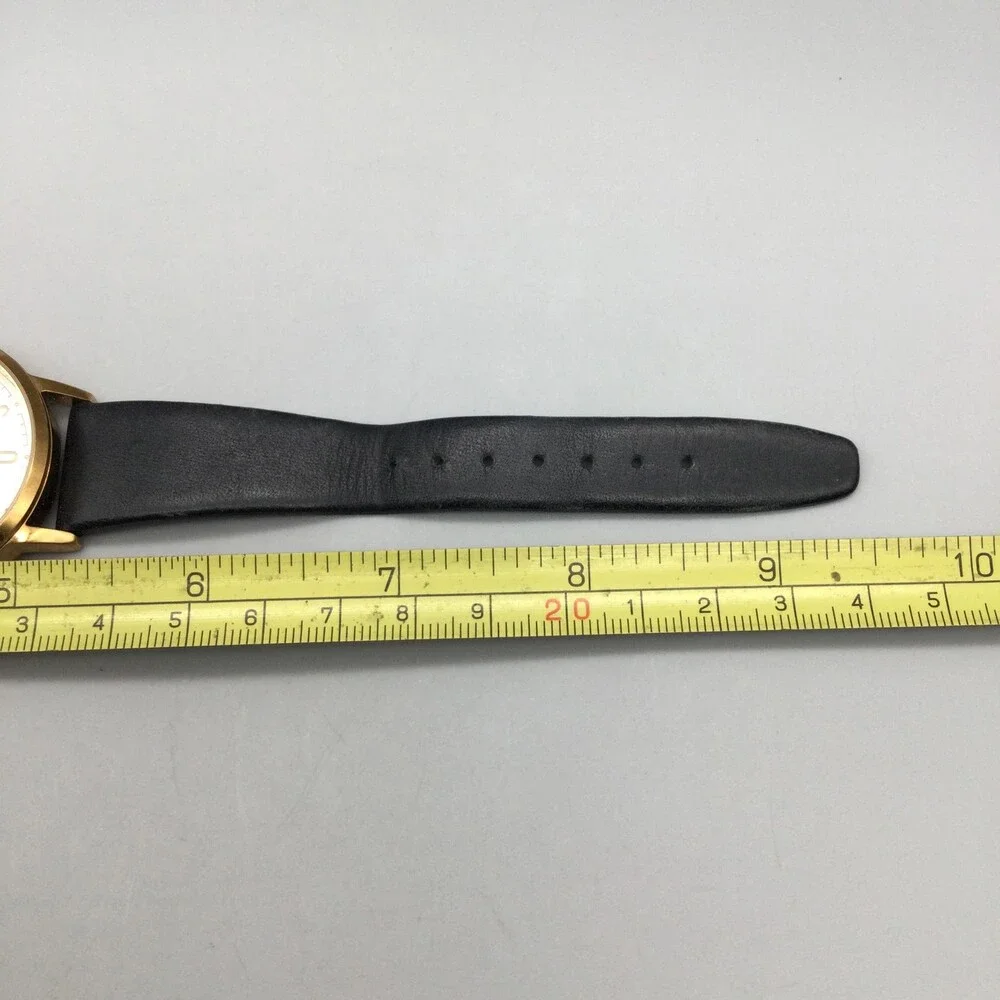 Fossil ES3751 Womens Watch 40mm Silver Gold Tone Black Leather Date New Battery
